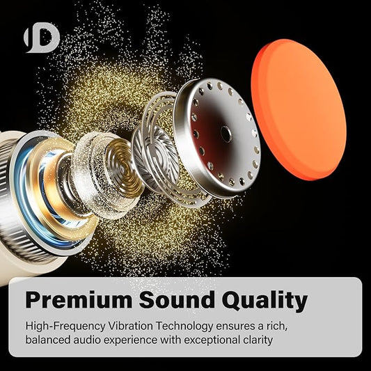 Bone Conduction Headphones, Open Ear Headphones Wireless Earphones, 32GB MP3, 8 Hours Playtime, Bluetooth 5.3, IP68 Waterproof Headphones for Running and Fitness Workout - Beige Orange