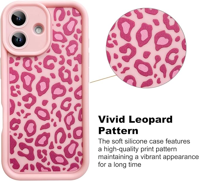 KANGHAR Case Compatible with iPhone 17 Leopard Printed Pattern Cute Cheetah Phone Case Soft TPU Shockproof Protective Cover Designed for iPhone 17 6.3 Inch Pink