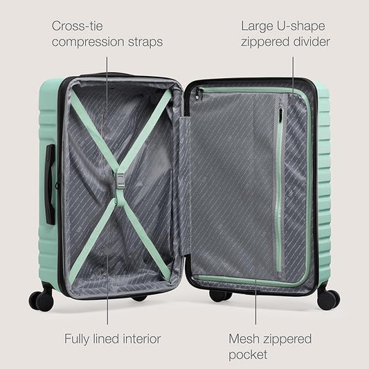 U.S. Traveler Boren Polycarbonate Hardside Rugged Travel Suitcase Luggage with 8 Spinner Wheels, Aluminum Handle, Mint, Checked-Large 30-Inch