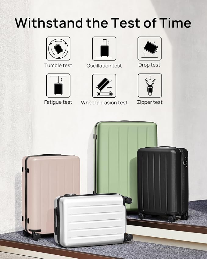 NINETYGO Carry On Suitcase, 20 Inch Carry-On Luggage with Double Spinner Wheels, Dry Wet Separate, PC Hard Case Suitcase, Lightweight Travel Luggage, TSA Approved (Solid White, Danube)