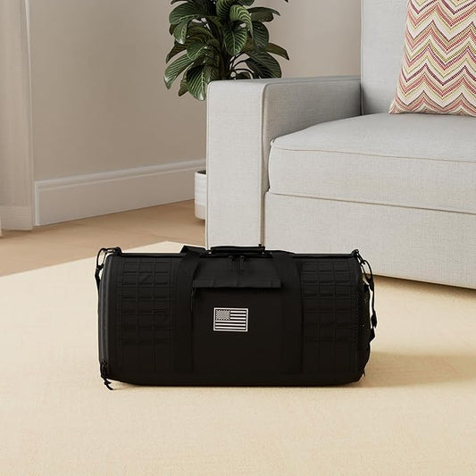 QT&QY 40L Military Tactical Duffle Bag For Men Sport Gym Fitness Tote Travel Training Workout With Shoe Compartment Basketball Football Weekender