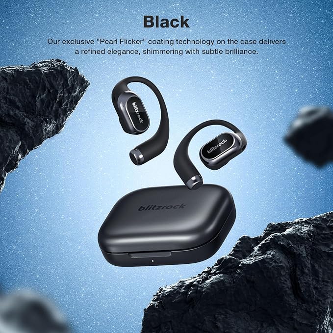 BlitzRock CT3 Pro Open Ear Headphones, Rich Balanced Sound, AI ENC 4 Mics Clear Calls,40H Playtime, IPX5 SweatSafe, Bluetooth 5.4 Wireless Earbuds with Earhooks, App Control