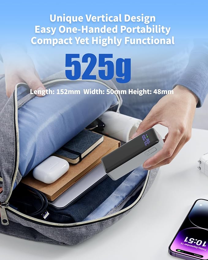 140W Power Bank,40,000mAh 3 USB-C-Port Laptop Portable Charger(148Wh), Digital Display,PD3.1 Fast Charging External Battery Pack Compatible with PC/iPhone 16/15/14/15 Series and More