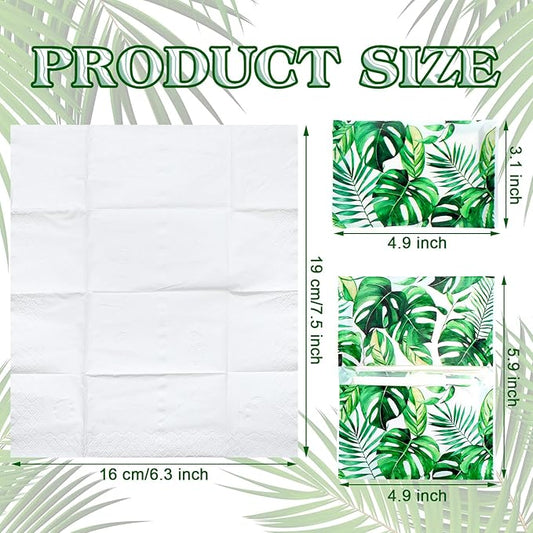 Geyee 50 Packs Facial Tissue Travel Packs Disposable Pocket Tissues for Wedding Guest Travel School Purse Home Supplies, 500 Sheets 3 Ply(Palm Leaves)