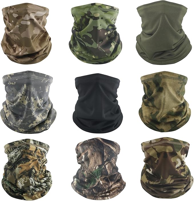 Neck Gaiter Face Mask, Sun Cooling Dust Camouflage Face Shield, Reusable Washable Bandana
