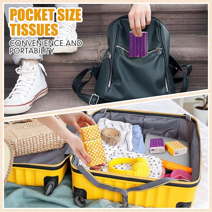Thenshop 300 Packs Travel Tissues Bulk Geometric Designed Pocket Size Tissues, 3 Ply Paper Facial 3000 Count for Travelling Walking Weddings Graduation