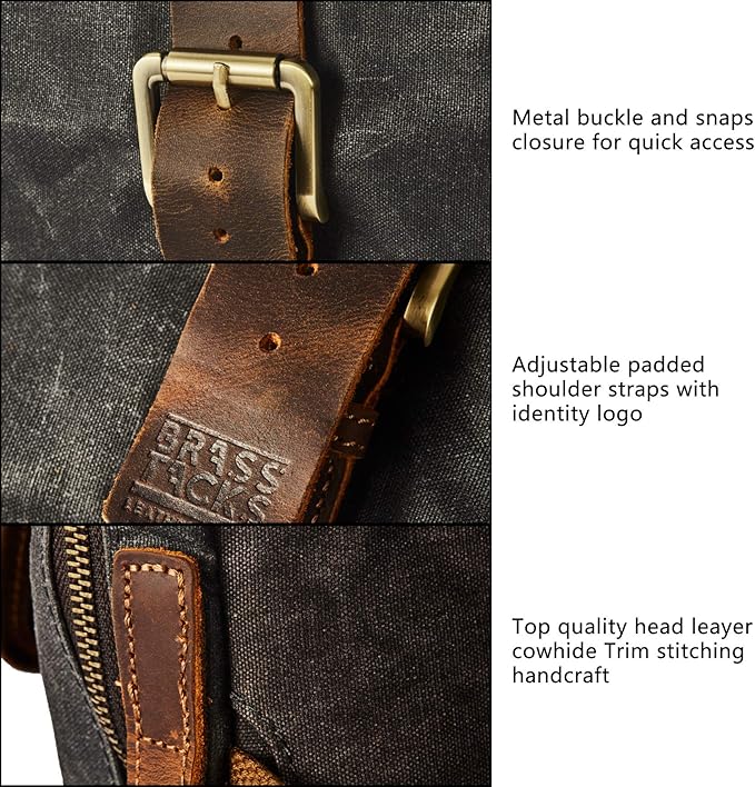 Vintage Waterproof Waxed Canvas Convertible Laptop Messenger Backpack Rucksack For Men Women