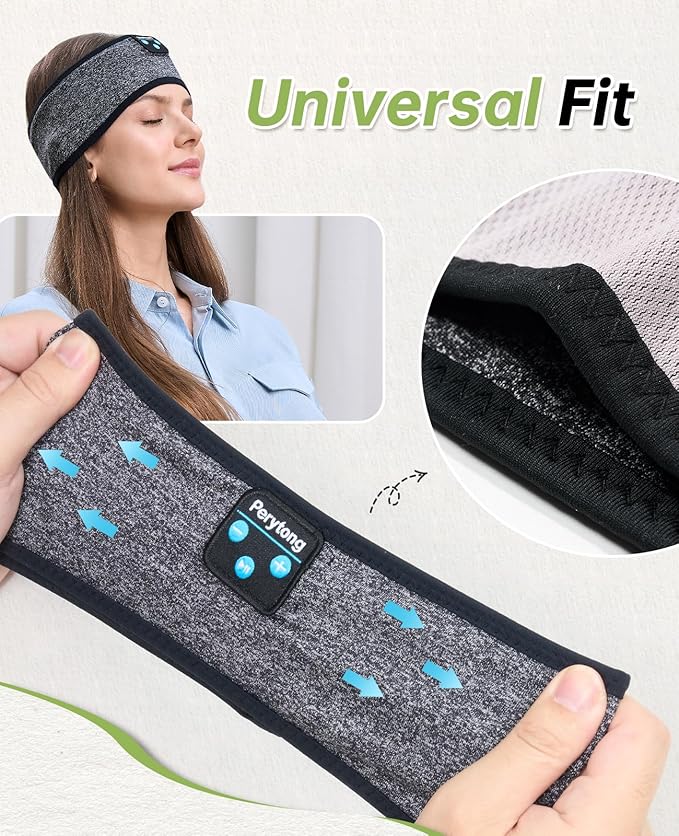 Perytong Sleep Headphones Bluetooth Headband Sleeping Headphones Headband Wireless Sleep Headband with Comfortable Earbuds for Side Sleepers, Sleeping Eye Mask for Women Men Workout Running