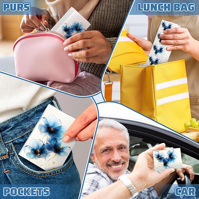 Therwen 100 Pack Pocket Tissues Travel Packs Bulk 1000 Sheet Mini Tissues Bulk 3 Ply Small Travel Size Paper Individual Pocket Size (Elegant)