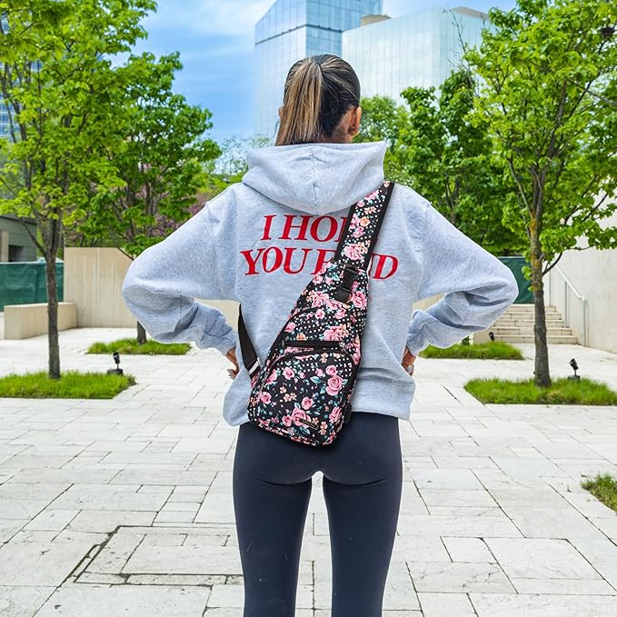 Seoky Rop Men Women Sling Backpack Anti Theft Crossbody Shoulder Chest Bag with USB Charging Port