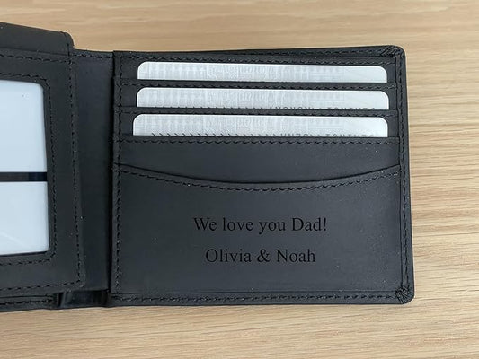 Personalized Full Grain Leather Wallet for Men – Custom Engraved Monogram, Name or Initials Gift Wallet for Husband, Dad, Son, Boyfriend | Father’s Day, Anniversary, Graduation, Birthday (DARK BROWN)