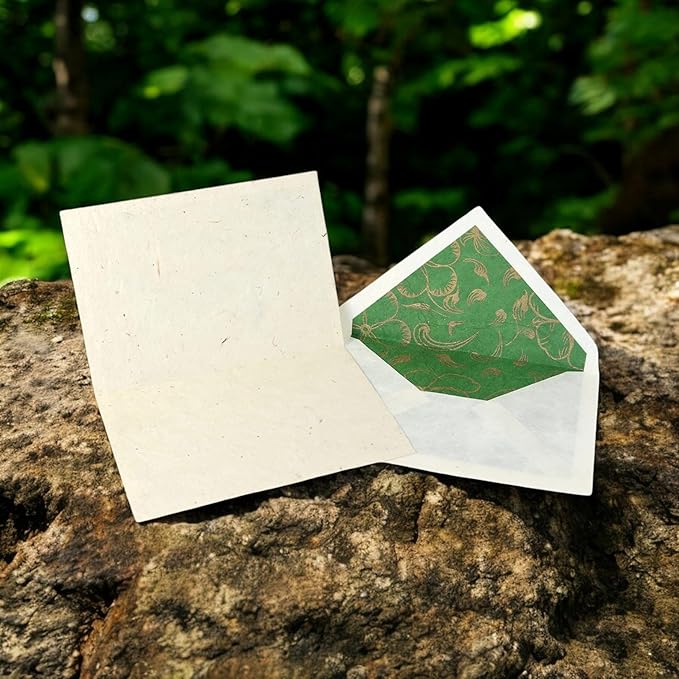 Kathmandu Valley Co. Nepali Cherish Greeting Card & Envelope Box Set with Handmade Lokta Paper from Nepal, 15 Cards (Rainforest)