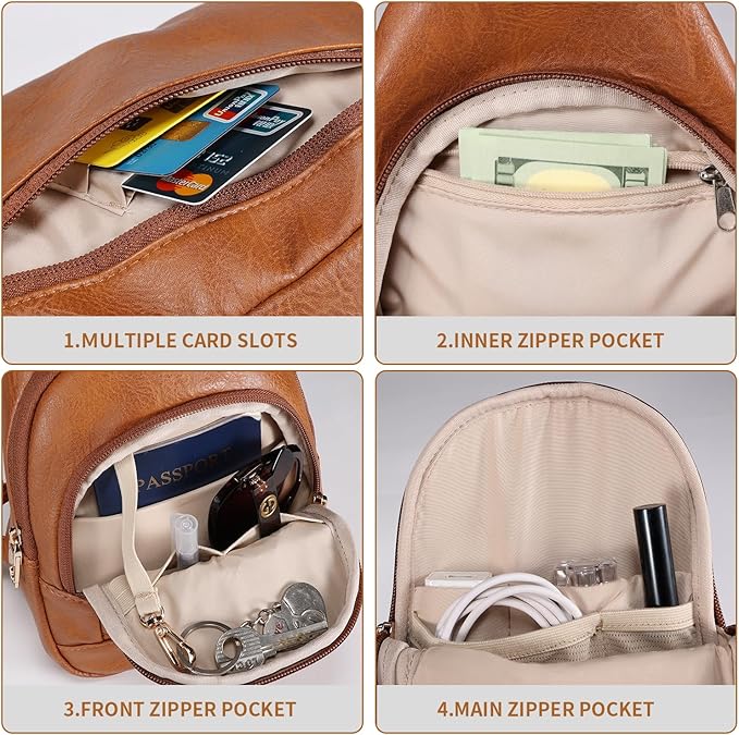 Crossbody Bags for Women Anti Theft Small Sling Handbag with Zipper Lock Vegan Leather RFID Blocking Chest Pure