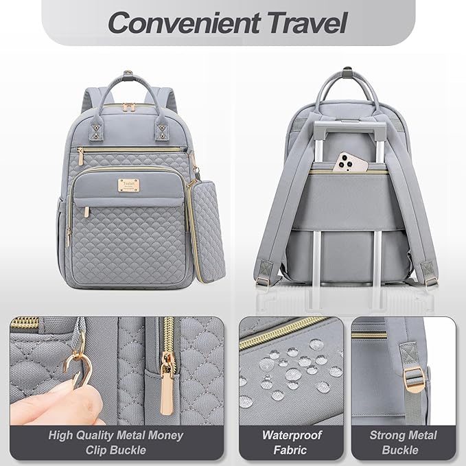 Laptop Backpack for Women,15.6 Inch Laptop Backpack for Work,Water Resistant Travel Backpack,College Bookbag with Wallet