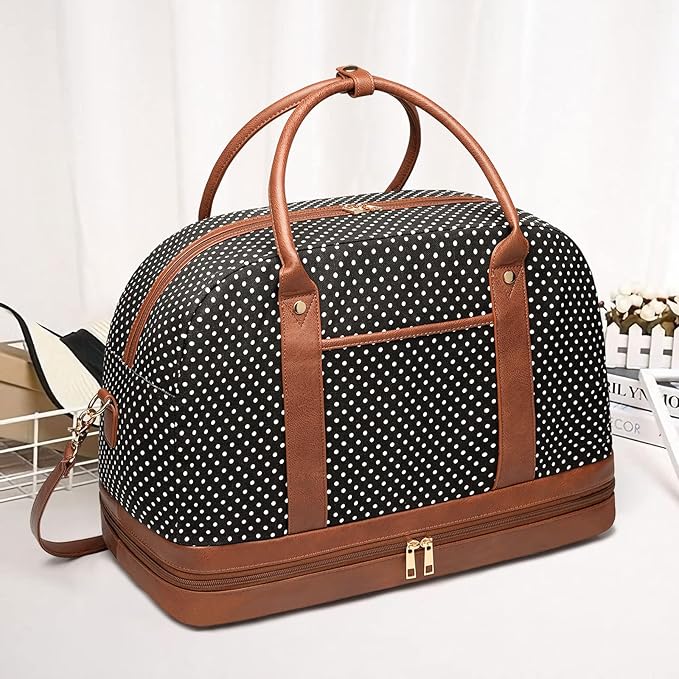 Weekender Bag for Women Canvas Overnight Bag Large Travel Tote Bag Carry on Shoulder Duffle Bag With Shoe Compartment,Perfect for Travel/Daily Use/Birthday Gift …