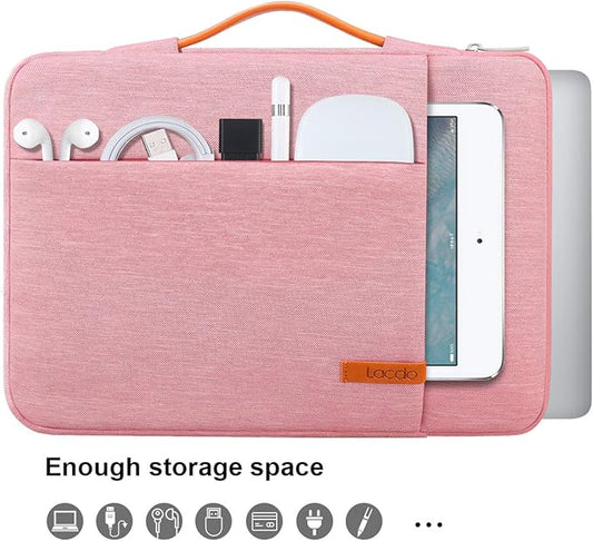 Lacdo 360° Protective Laptop Sleeve Case for 16 inch New MacBook Pro M4/M3/M2/M1 Pro/Max A3403 A3186 A2991 A2780 A2485 A2141 2024-2019, 15 inch Surface Laptop 7th Copilot+PC/6/5/4/3 Computer Bag,Peach