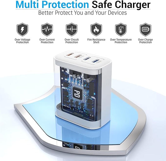 40W USB C Charging Block, 4 USB C Ports, Type C Wall Plug Fast Charger Cube, Power Adapter Box for iPhone 16, 15, 14, 13, 12, 11, Galaxy Phones, Watch, Tablet, Smartphones (White 2Pack)