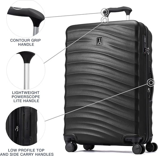 Travelpro Maxlite Air V2 Hardside Expandable Checked Luggage, 8 Spinner Wheels, Lightweight Hard Shell Suitcase, TSA lock, Black, Checked Medium 25-Inch