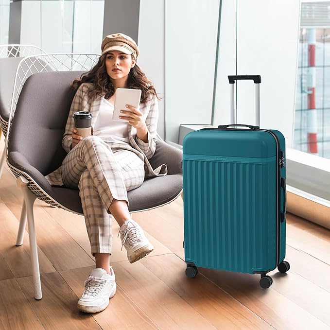 Merax Luggage Sets 3 Piece, Durable Hardshell Suitcase with Double Spinner Wheels and Handle Bags,Lightweight Carry on Luggage with TSA Lock,20+24+28,Dark Green