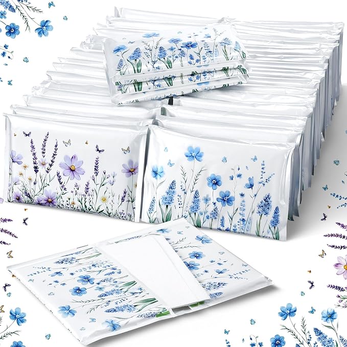 50 Pack Flower Pocket Tissues Individual Packs Floral Pocket Facial Bulk 3 Ply Wildflower Wallet Travel Tissues for Fall Wedding Party Supplies