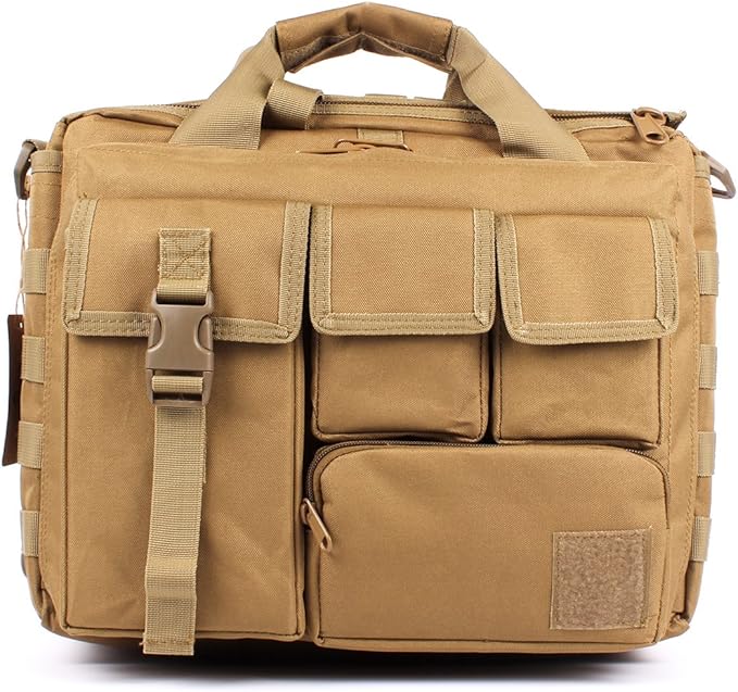 GES Tactical Briefcase, 15.6" Men's Messenger Bag Military Briefcase for Men, Khaki