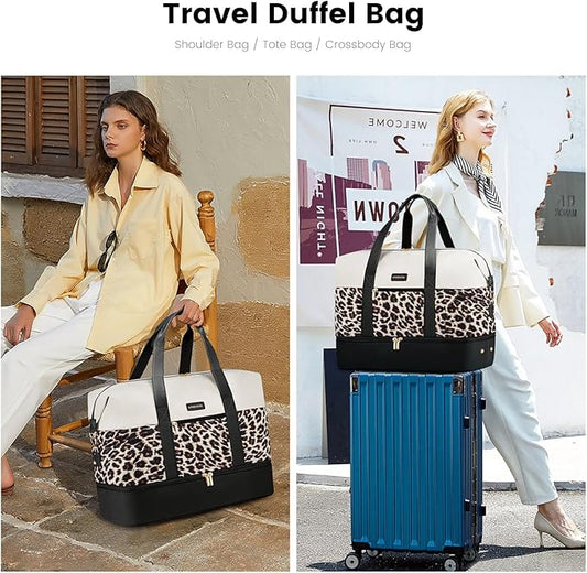 LOVEVOOK Weekender Bag, Large Travel Duffel Bag for Women with 2 Packing Cubes, Carry on Overnight Bag with Shoe Compartment, Mom Hospital Bags for Labor and Delivery