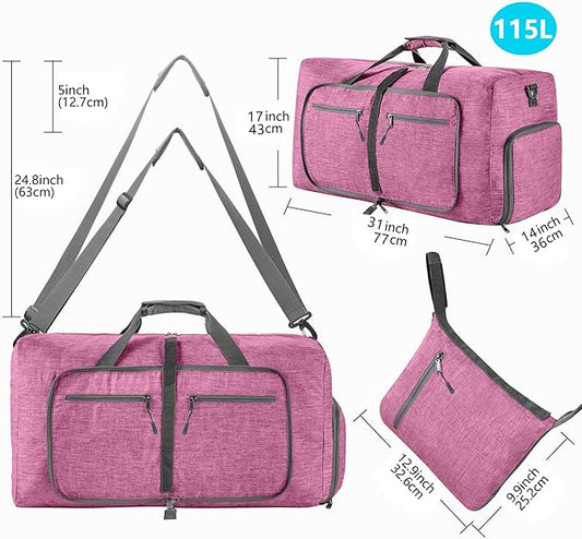 Vomgomfom Travel Duffle Bag for Men,65L 85L 115L Foldable Travel Duffel Bag with Shoes Compartment Overnight Bag for Men Women