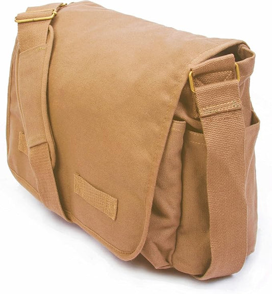 Sweetbriar Classic Vintage Messenger Bag - Original Heavyweight Cotton Canvas Shoulder Bag with Upgraded Features