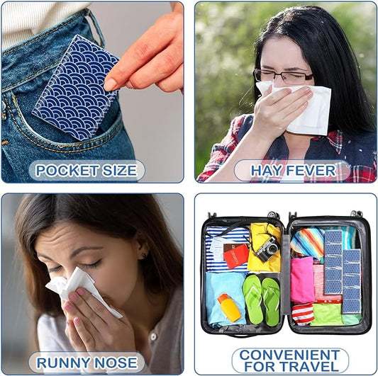 Therwen 100 Pack Pocket Tissues Travel Packs Bulk 1000 Sheet Mini Tissues Bulk 3 Ply Small Travel Size Paper Individual Pocket Size (Cool)