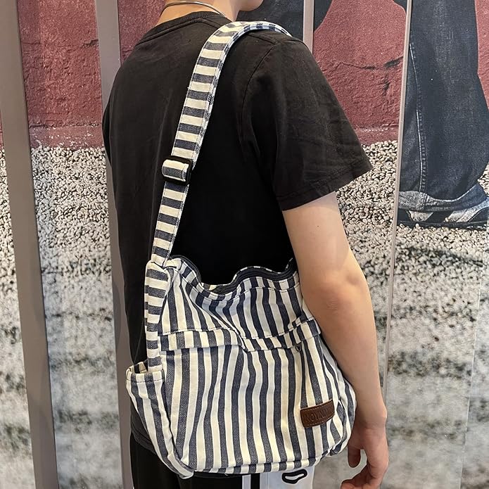 Large Canvas Messenger Bag with Multiple Pockets for Men and Women, Crossbody Shoulder Tote Hobo Laptop Bag