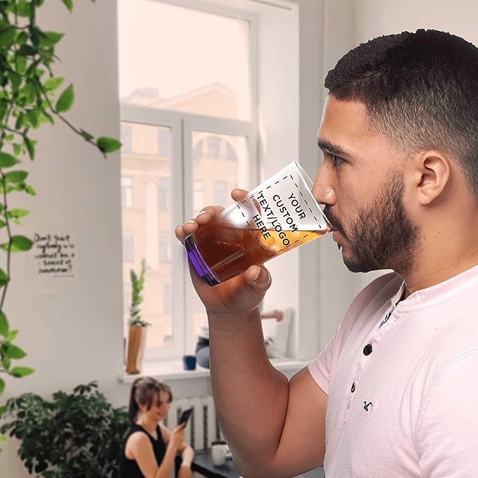 Custom Arc Pint Glass 16 oz. Set of 10, Personalized Bulk Pack - Beer Glasses, Heavy Duty Drinkware - Purple