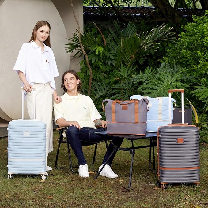 Joyway Expandable Luggage Sets 2 Piece Carry on and Check,Hardside Suitcase with Spinner Wheels and TSA Lock (Grey,13/20/24)