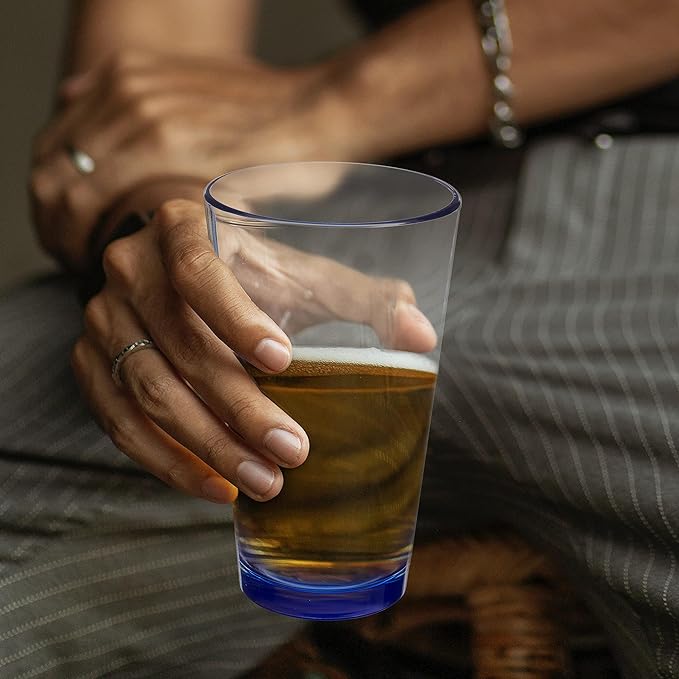 Libbey Pint Glass 16 oz. Set of 10, Bulk Pack - Beer Glasses, Heavy Duty Drinkware - Blue