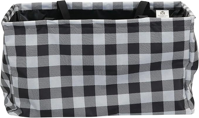 Household Essentials Large Canvas Utility Tote Bag with Handles | Collapsible Storage Basket for Laundry, Groceries, College, Beach, Car & More | Water-Resistant Lining | 11"x22"x13"