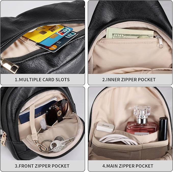 Crossbody Bags for Women Anti Theft Small Sling Handbag with Zipper Lock Vegan Leather RFID Blocking Chest Pure