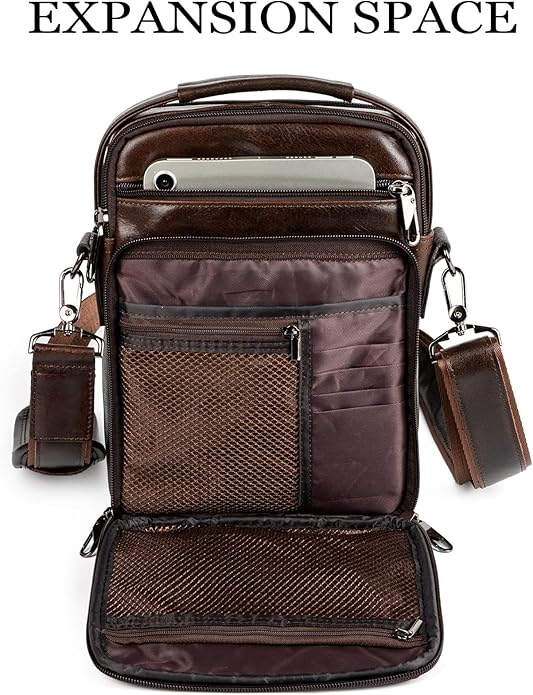 Leather Small Messenger for Men - Women Shoulder Chest Travel Bag - Crossbody Bag
