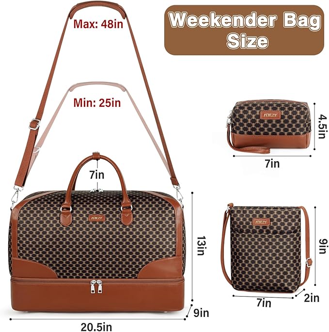 Weekender Bag for Women, Travel Duffel Bag Carry On Overnight Bag with Shoe Compartment Large Nylon Travel Weekend Tote Bag