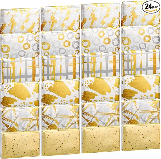 24 Packs Travel Size Tissue Pocket Slim Pack Facial 3 Ply Wallet Size Pocket Tissues for Travel Wedding Party Favors, 6 Styles(Stylish Style)