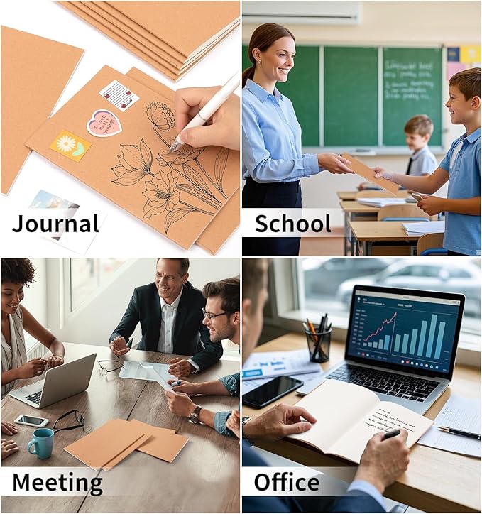 100 Pack A5 Ruled Lined Kraft Notebooks Bulk, Journaling Notebooks, Soft Cover Composition Notebook, 8.3x5.5 Inches 60 Pages Travel Journal Notebooks Set for Work, School, Student, Kids, Writing