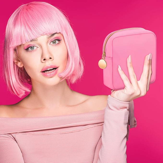 Kacctyen 12 Pcs Mini Makeup Bag Nylon Small Pouch for Purse Mini Square Nylon Pouch with Zipper Small Cosmetic Travel Makeup Bag Purse Organizer for Women(Bright Color,Regular)