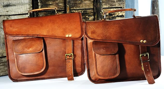 Men's Genuine Leather Small Briefcase Messenger Satchel I pad Tablet Bag 13 inch