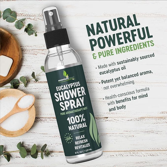 Pure Eucalyptus Shower Spray Big (8oz) - 100% Pure and Organic Oil - Eucalyptus Spray for Shower, Sauna and Spa - Steam Room Oil - Made in USA - Big (8oz)