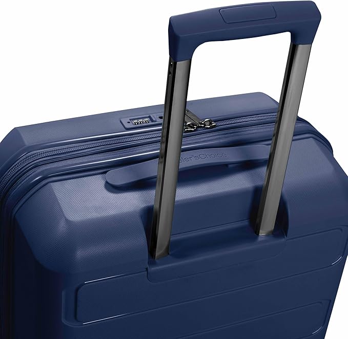 Traveler's Choice Pagosa Indestructible Hardshell Expandable Spinner Luggage, Navy, 26-Inch Medium