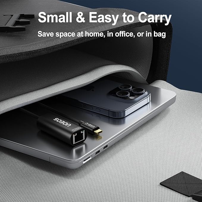 USB C to Ethernet Adapter, 2.5Gbps USB C to RJ45 Ethernet Converter, Thunderbolt 4/3 Compatible, 2.5G Ethernet Adapter for MacBook, iPhone 15/16 Pro Max, XPS, Surface, iPad Pro - Black