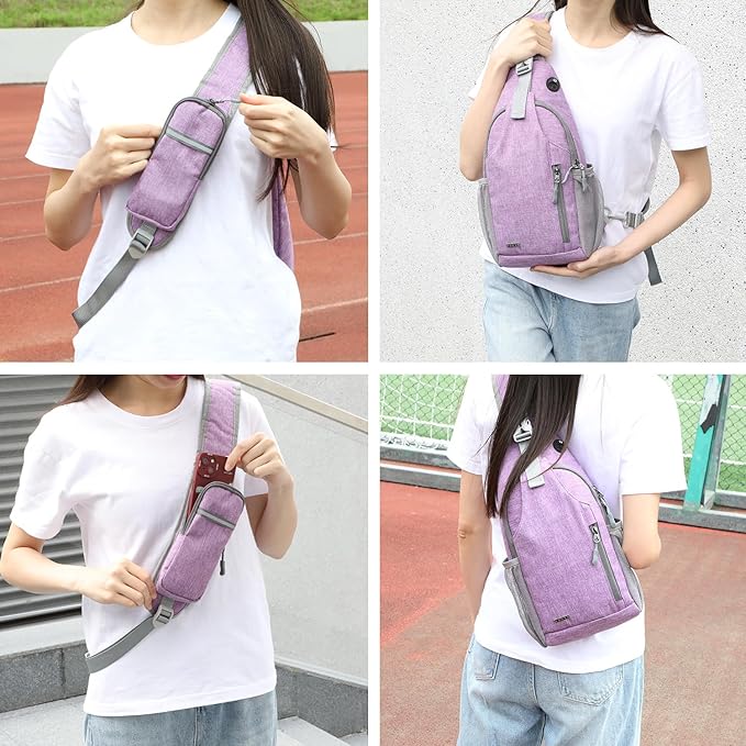 Voova Crossbody Sling Backpack Sling Bag for Men Women, Travel Hiking Chest Bag Daypack, Small over the Shoulder Backpack