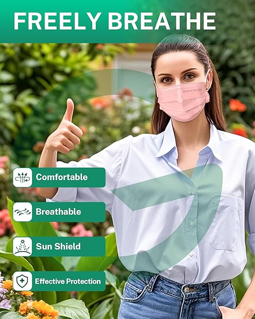 Disposable Face Masks Made in USA, 4 Ply for Families, Students, Breathable All-Day Wear & Safety, FSA HSA Eligible, ASTM Level 3 Medical Grade, 100 Pack Individual Wrap, Colorful