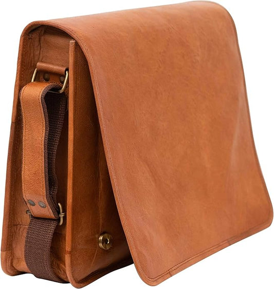 15 INCH Vintage Crossbody Genuine Leather Laptop Messenger Bag for Men and Women
