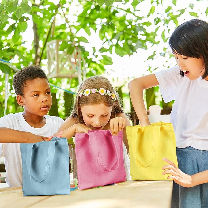 Amylove 24 Pcs Mini Tote Bag Sublimation Blank Canvas Tote Bags Reusable Grocery Luggage DIY Sack Goody for Party Even (8.5 x 8 Inch,Multicolor Gray)