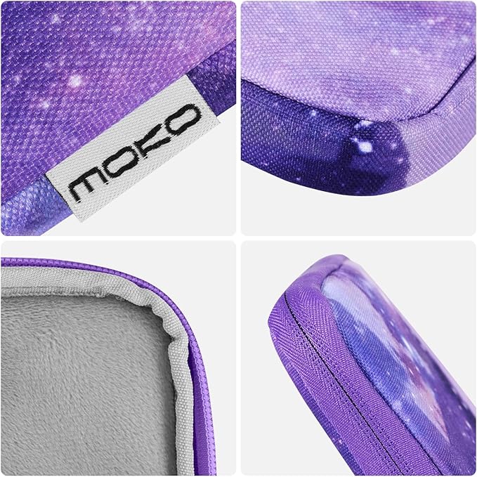 MoKo 12.9 Inch Laptop Sleeve Case Fits iPad Pro 12.9 M2 2022/2021/2020, Galaxy Tab S8+/S9+ 12.4 2022/2023, Polyester Bag Fit with Apple Pencil and Smart Keyboard, Purple Starry Sky