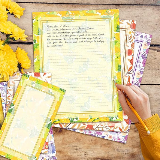 Anzon Mories 48 Pieces Vintage Morris Stationary Paper Set (Lined), Medieval Europe Pattern, Printer Friendly, Both Sides Printed, Writing Stationery US Letter Size 11 x 8.5 Inch, College Ruled